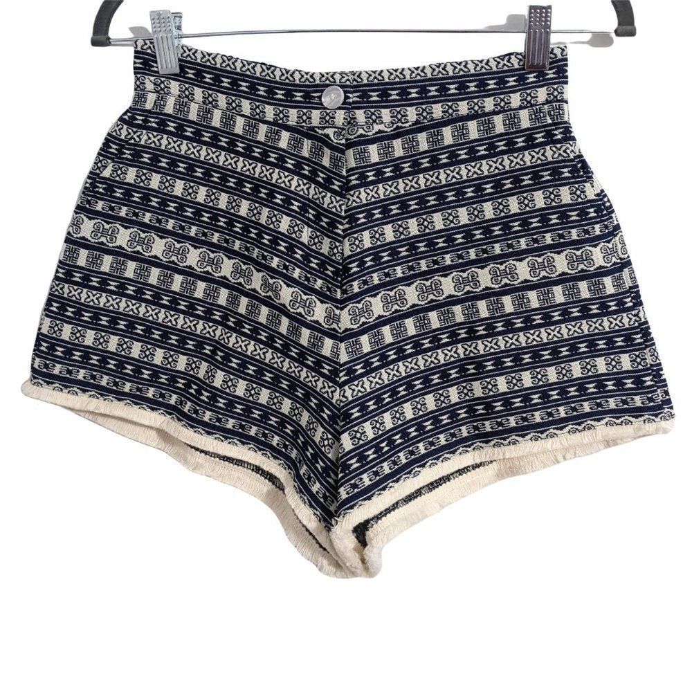 Dani Collection Navy High Waist Shorts Size Medium Aztec Boho Shorts